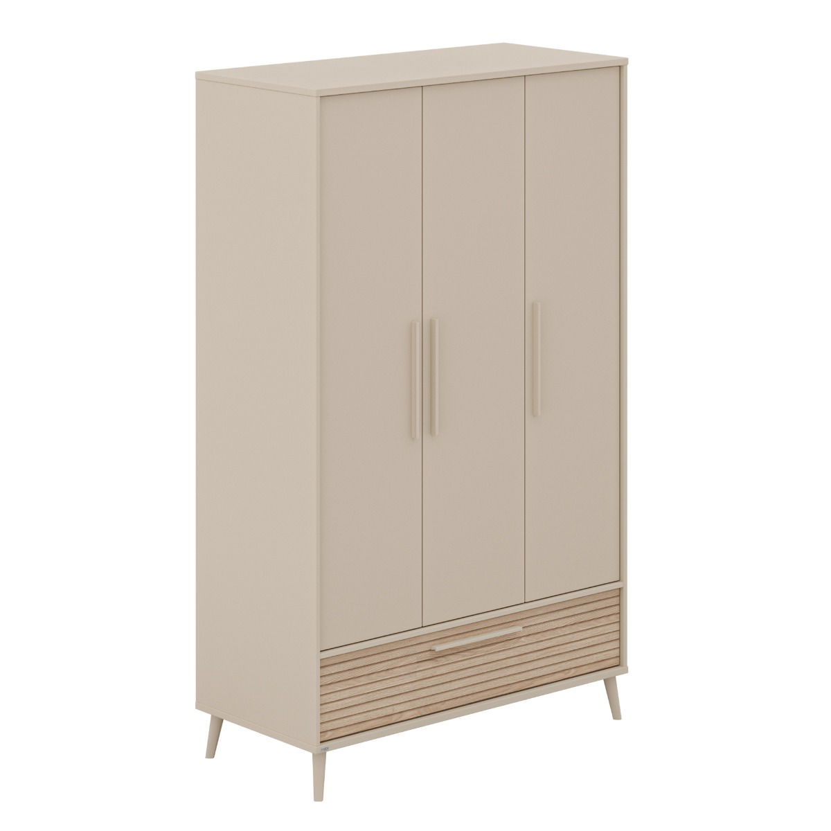 Paidi Eefje Kleiderschrank 3-türig Cashmere-Beige, Groovy-Oak