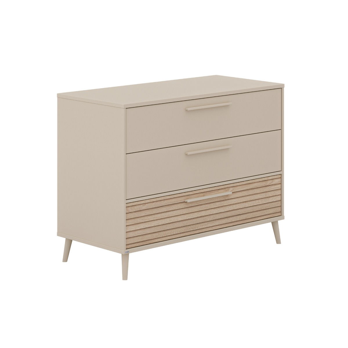 Paidi Eefje Kommode 3 Schubladen, Cashmere-Beige, Groovy-Oak - breite Ausführung