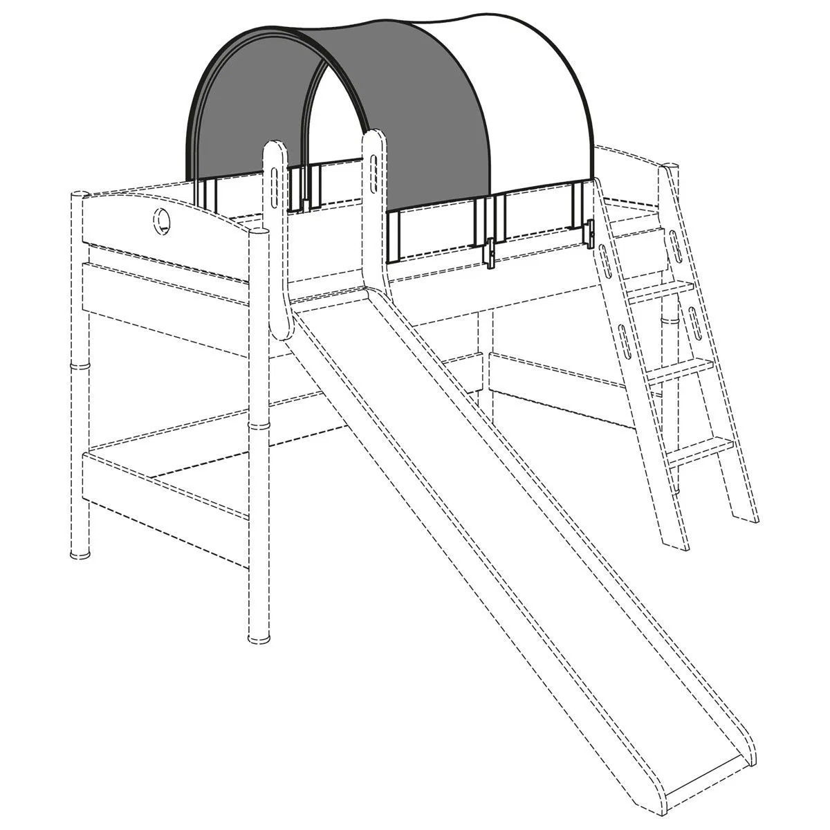Paidi Halb-Zelt 90er für Paidi Betten 90x200 cm verschiedene Dessins, Befestigung weiß