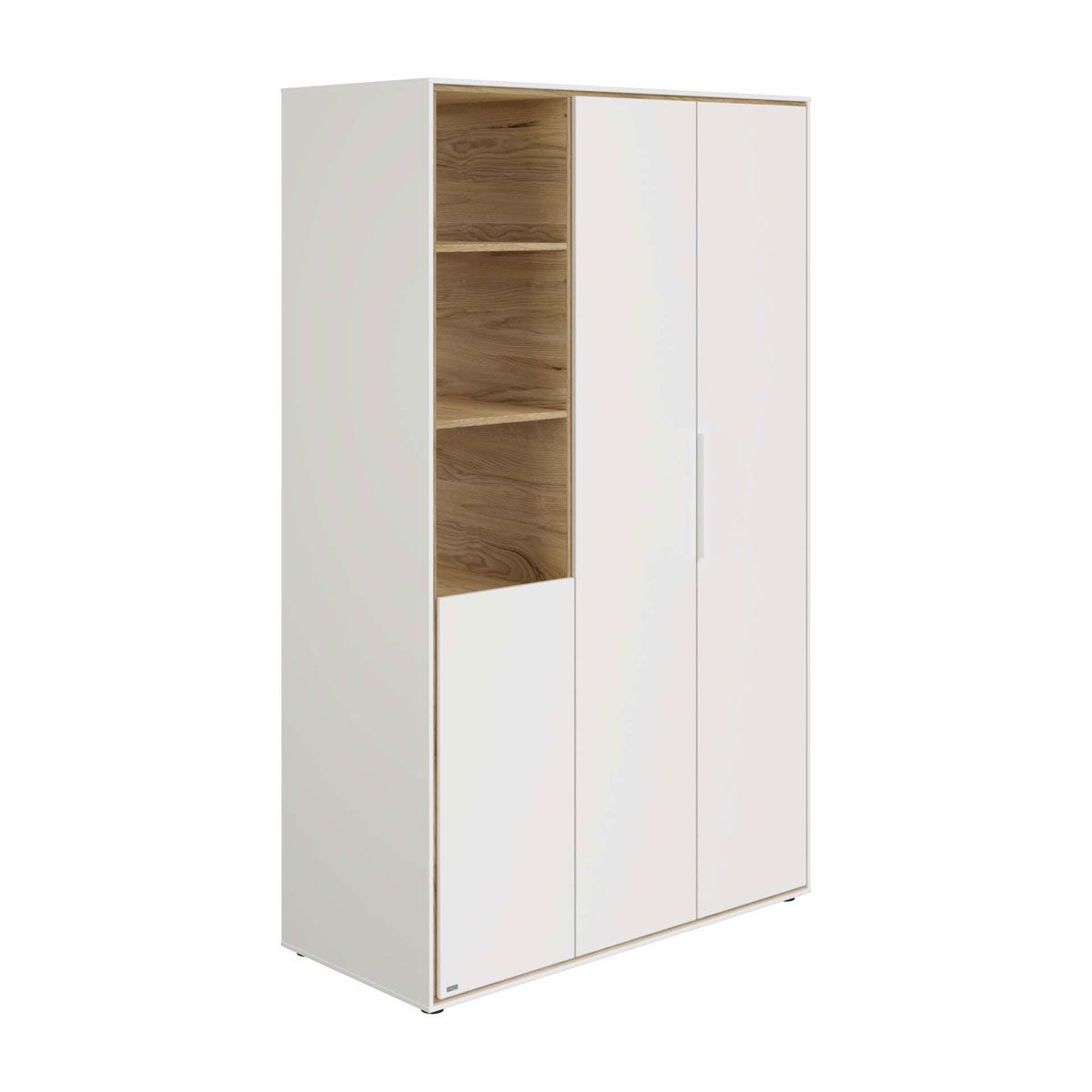 Paidi Lieven Kleiderschrank 3T offen kreideweiß/Eiche-Montana