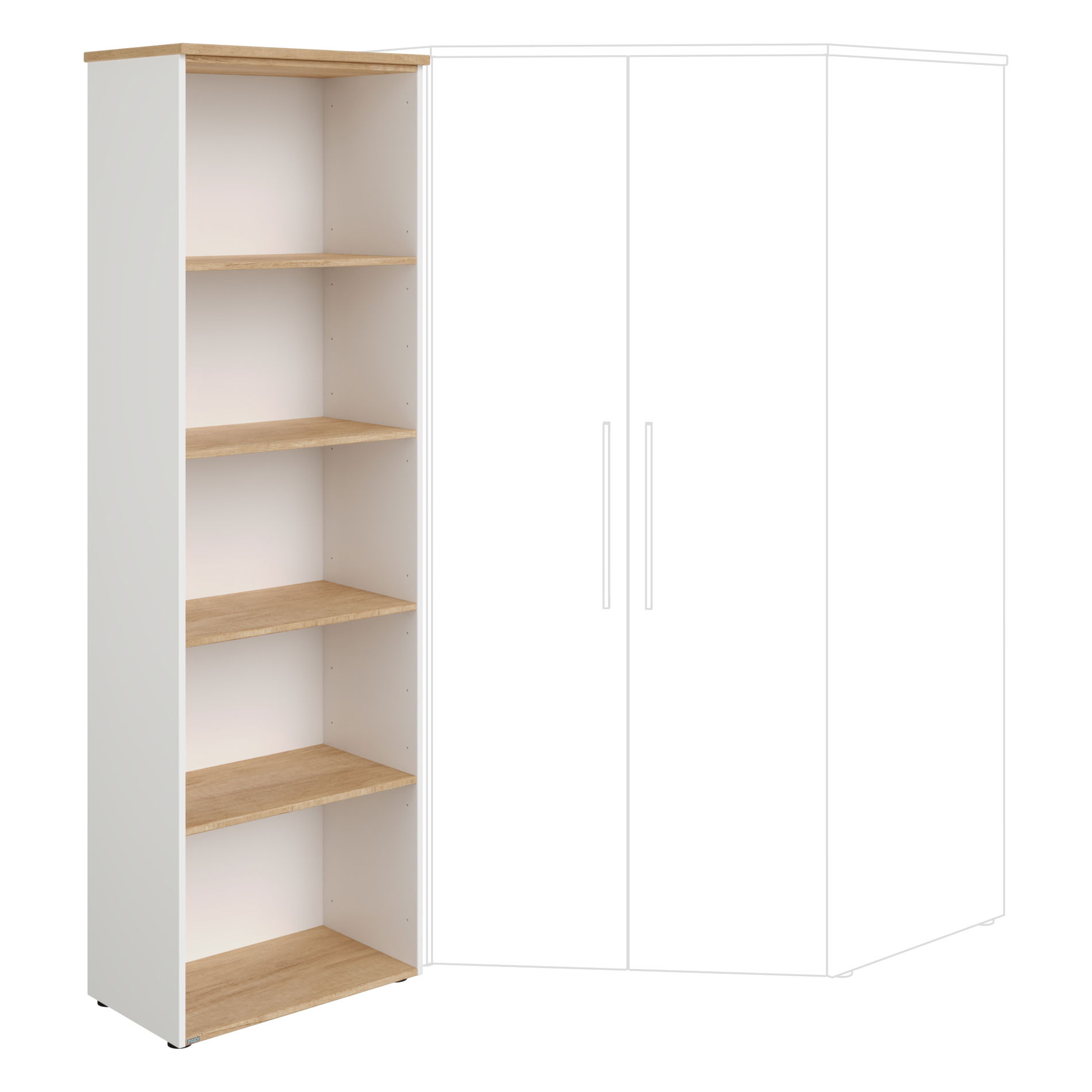 Paidi Oscar Anstell-Regal kreideweiß/Eiche-Nebr. 5 offene Fächer