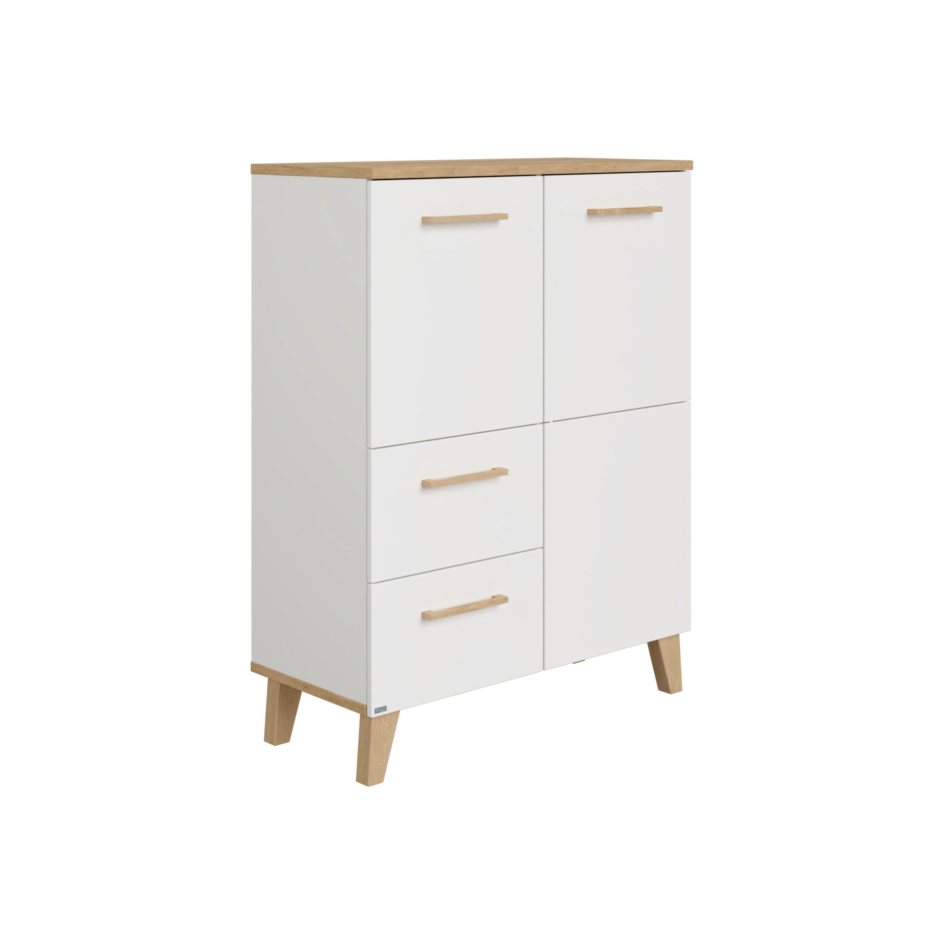 Paidi Oscar Highboard kreideweiß/Eiche-Nebraska 2 Türen, 2 Schubkästen