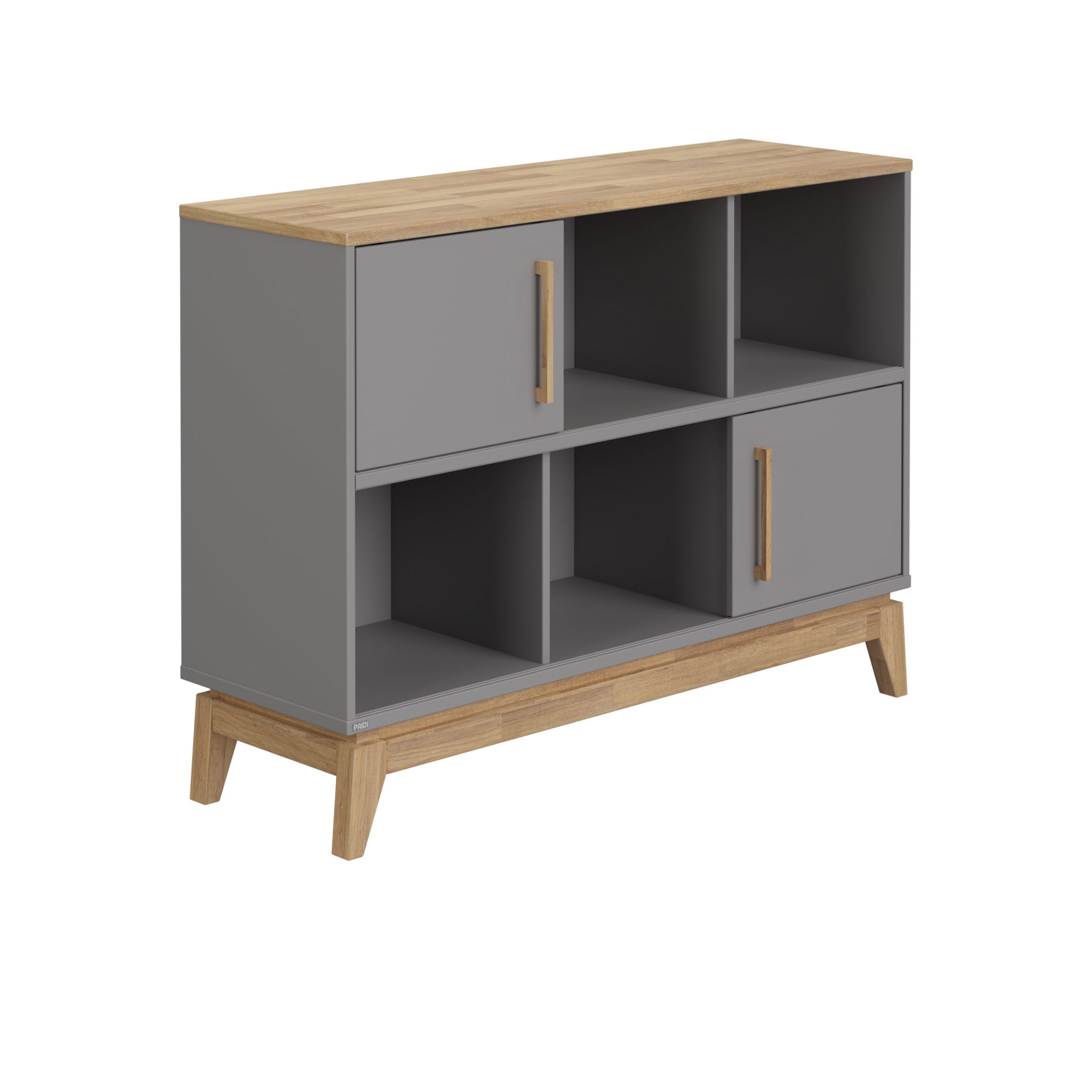 Paidi Sten Sideboard 6 Fächer, 2 Schiebetüren schiefergrau/Eiche massiv
