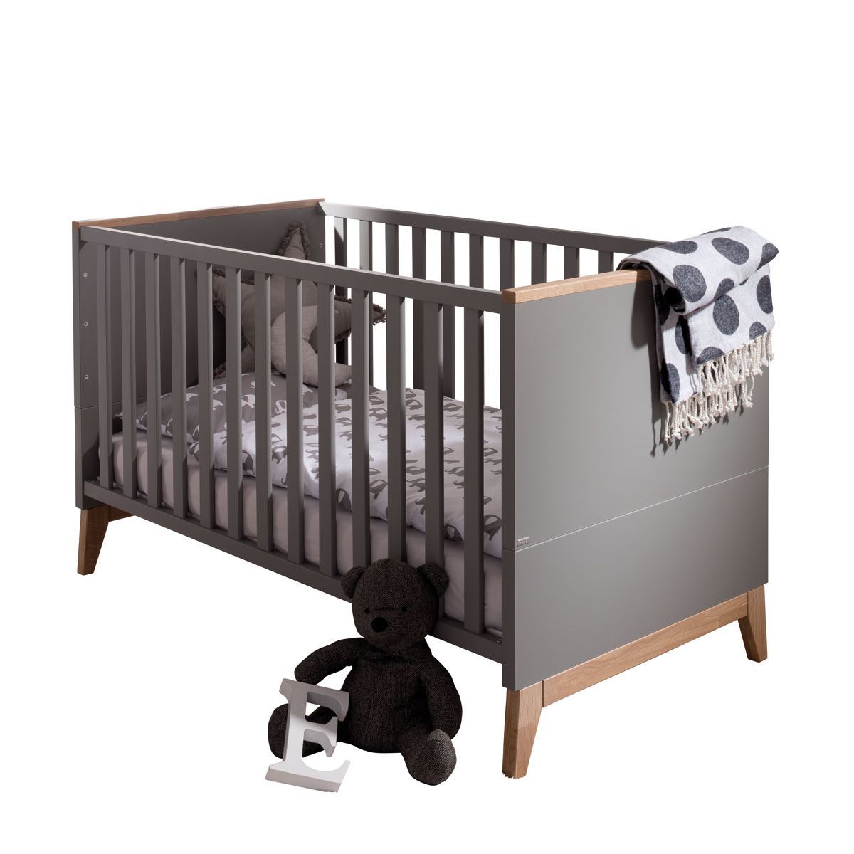 Paidi Sten Kinderbett Eiche massiv/schiefergrau 70x140 cm