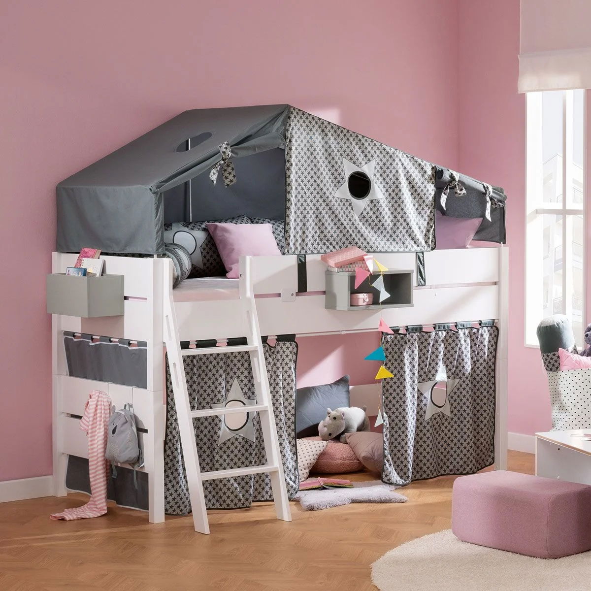 Paidi Tiago Spielbett 120 cm kreideweiß 120x200 cm schräge Leiter