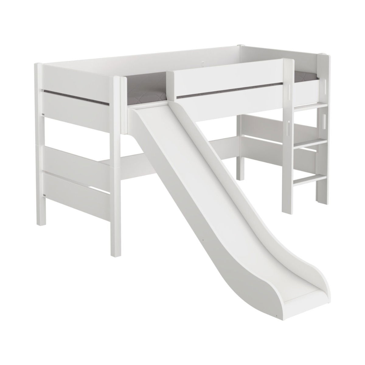 Paidi Tiago Spielbett mit Rutsche 120 cm kreideweiß gerade Leiter 90x200 cm