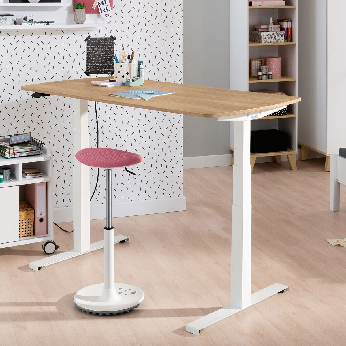 Paidi e-lion 1 Schreibtisch Eiche-Nebraska-Nachbildung / Weiß 130 x 75 cm