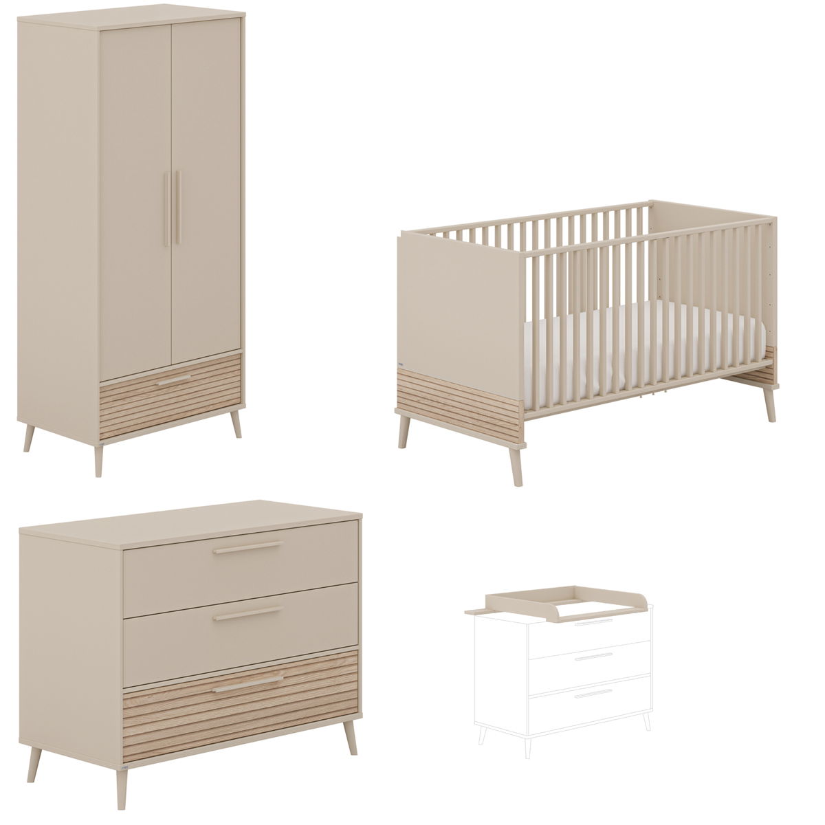Paidi Eefje Kinderzimmer 2-türig breit Cashmere-Beige / Groovy-Oak