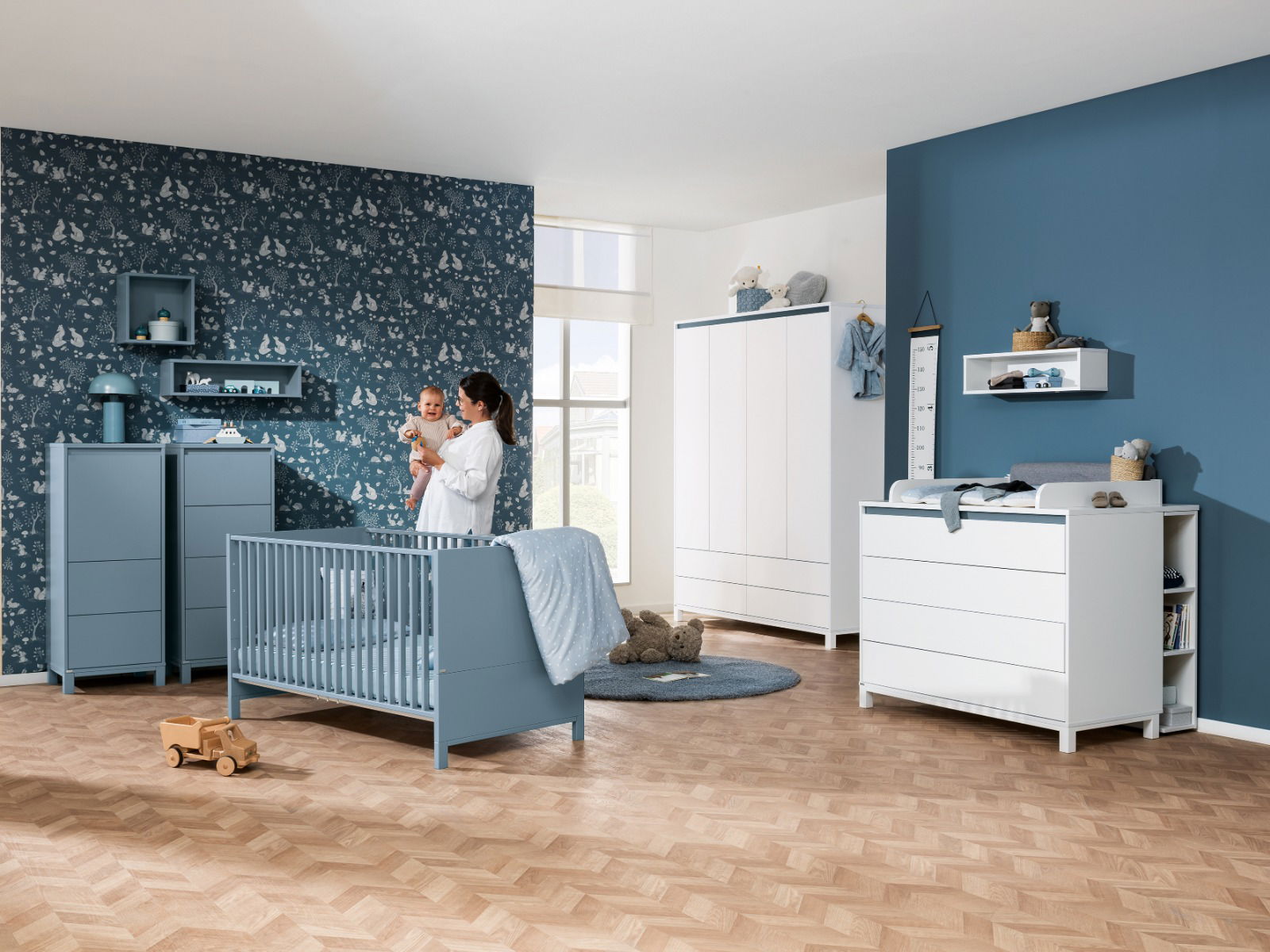 Paidi Olli Kinderzimmer 4-türiger Schrank Mattblau