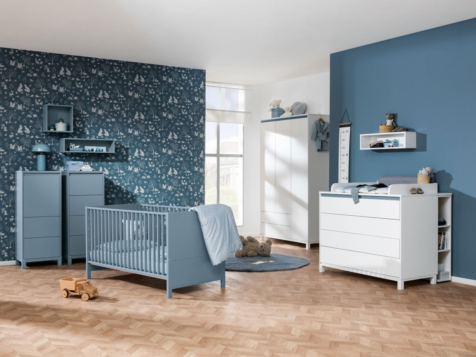 Paidi Olli Kinderzimmer 3-türiger Schrank Mattblau