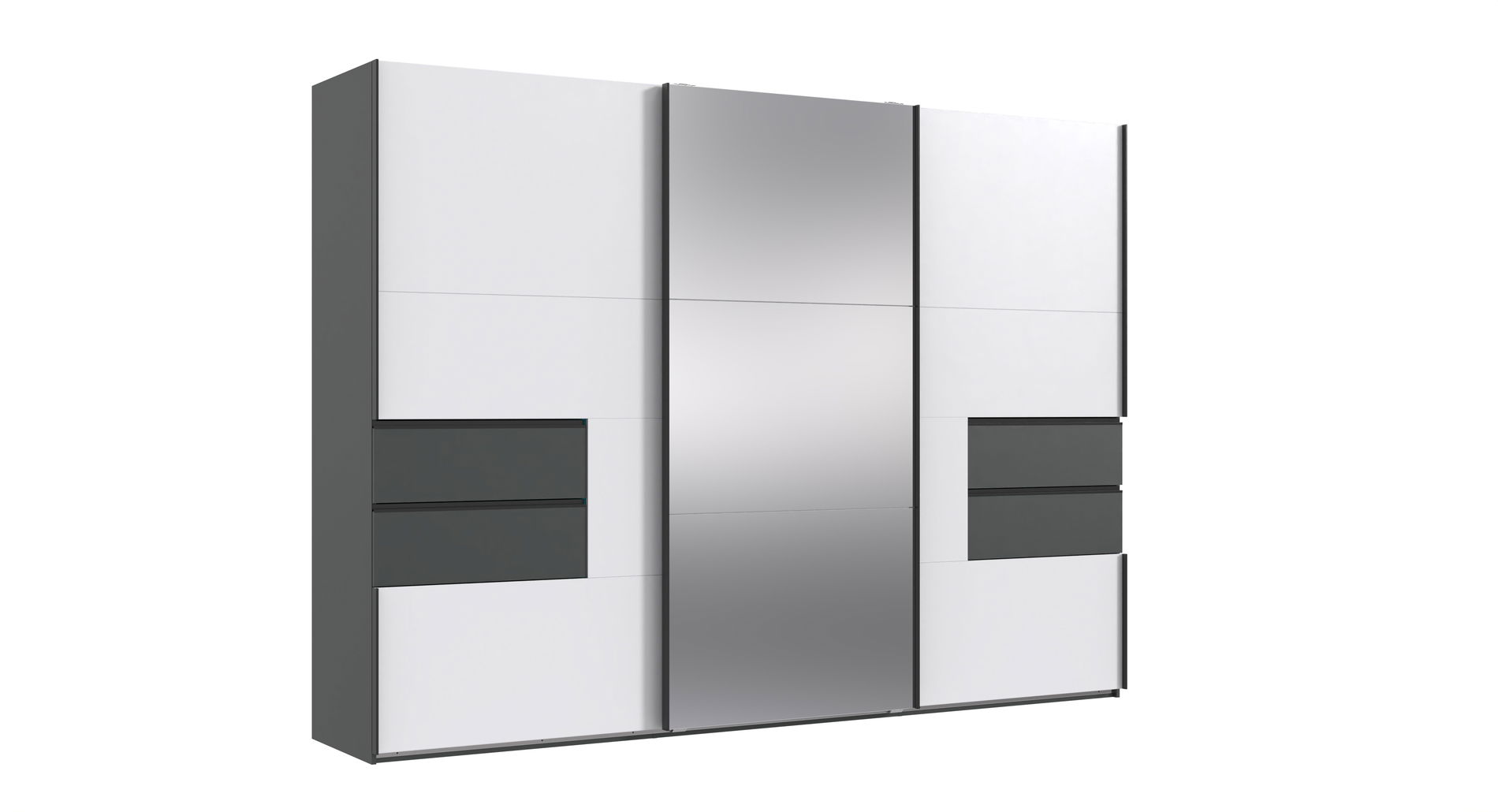 Wimex Palermo Schwebetürenschrank 300x216cm Weiss / Graphit
