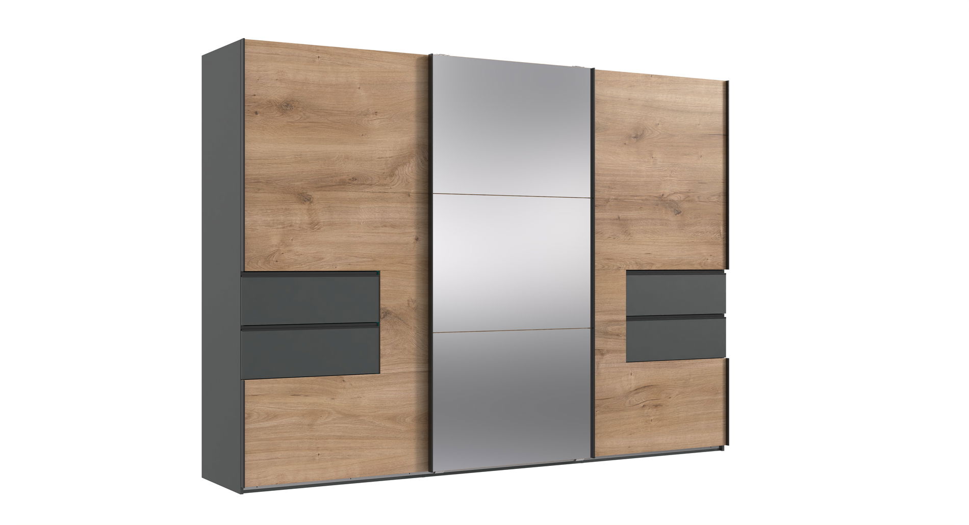 Wimex Palermo Schwebetürenschrank 300x216cm Plankeneiche Nachbildung / Graphit