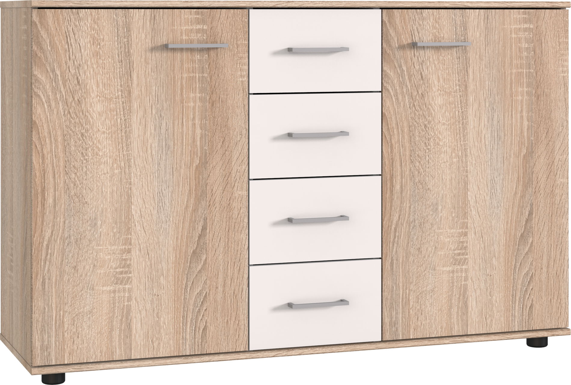Wimex Pamela Kombikommode 2T 4S Eiche sägerau-Nachbildung/Weiß