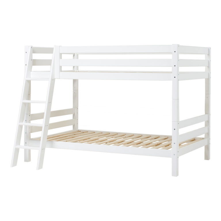 Hoppekids Etagenbett ECO Luxury 120x200 cm weiß mit schräger Leiter & Absturzsicherung