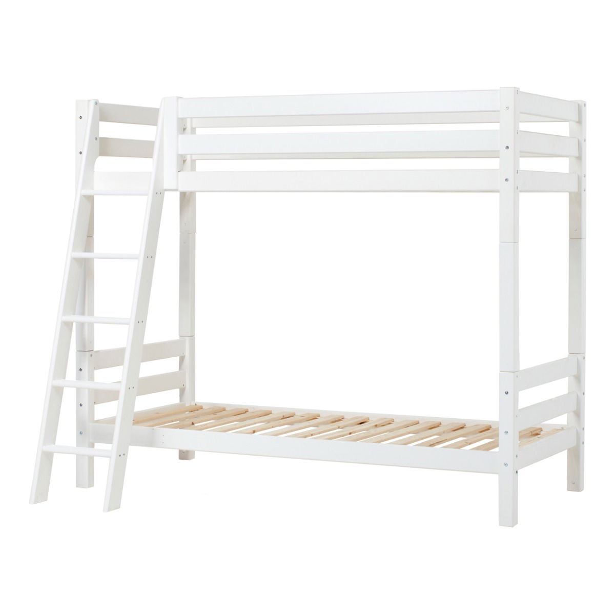 Hoppekids ECO Luxury Hohes Etagenbett mit schräger Leiter und Liegefläche 90x200 cm Weiß