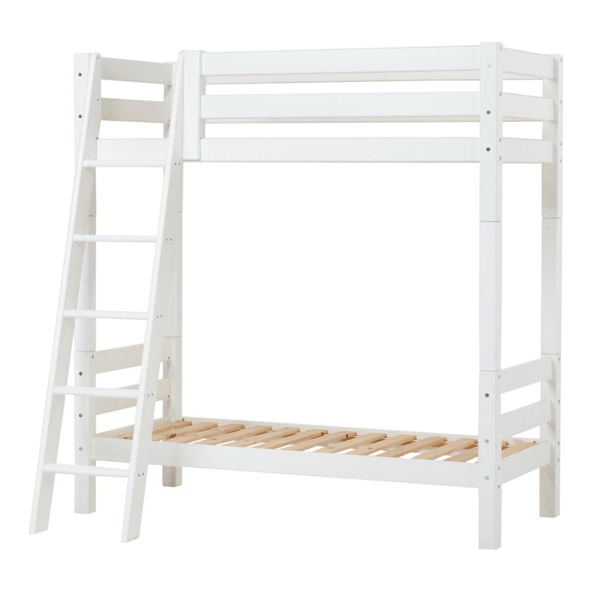 Hoppekids ECO Luxury Hohes Etagenbett mit schräger Leiter und Liegefläche 70x160 cm Weiß