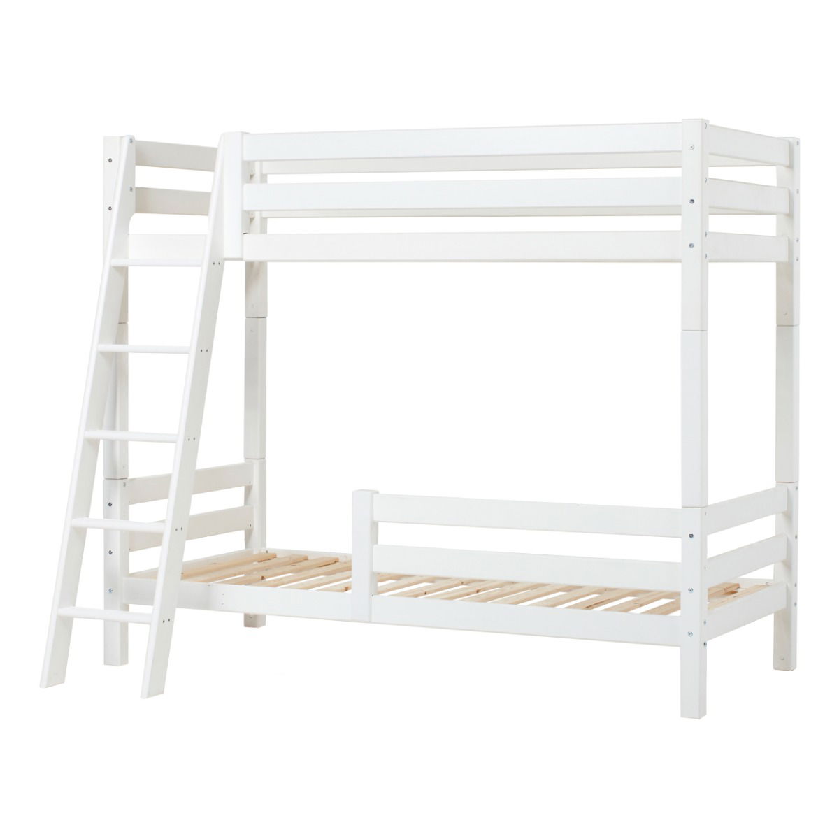 Hoppekids ECO Luxury Hohes Etagenbett in 90x200 cm mit schräger Leiter Weiß