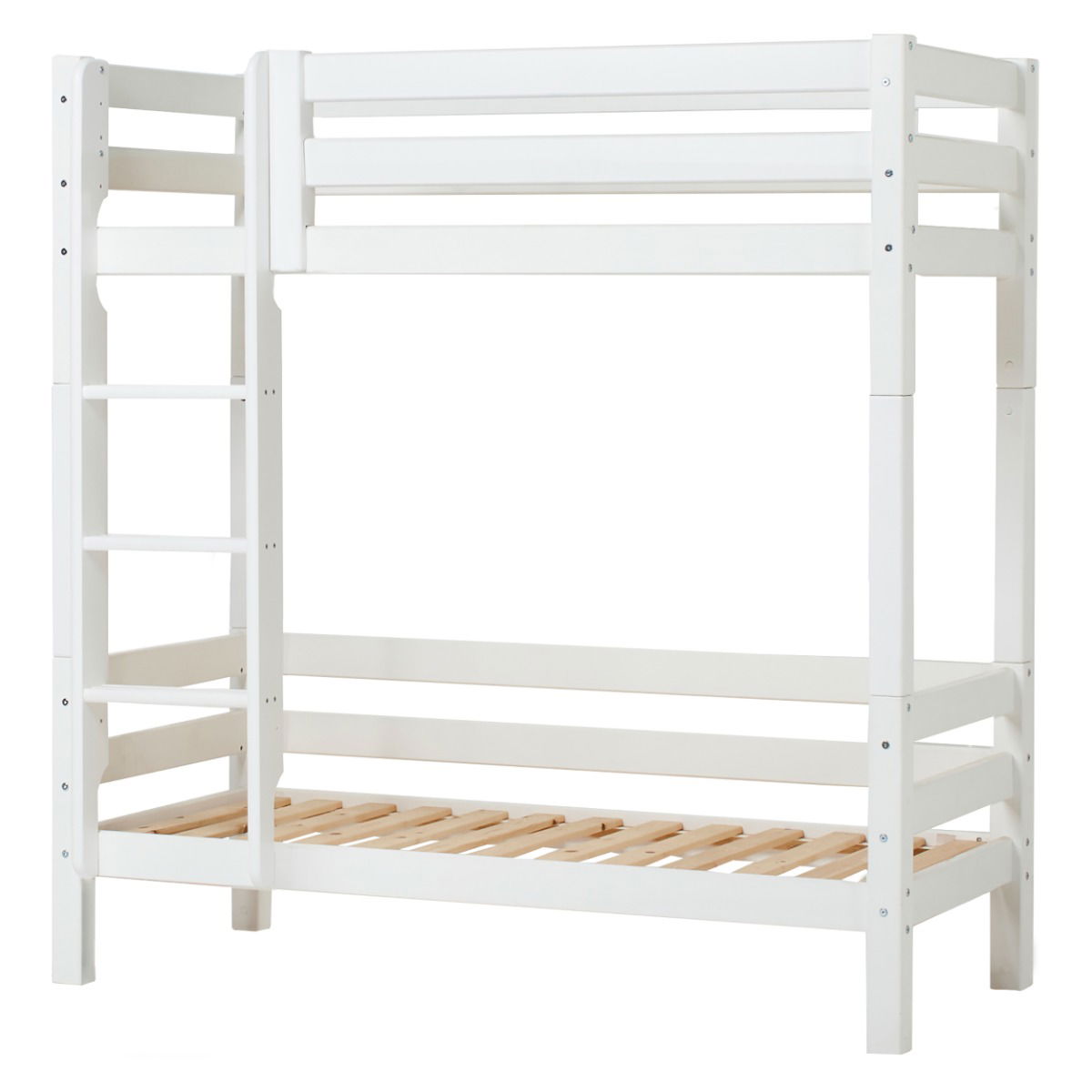 Hoppekids ECO Luxury Hohes Etagenbett mit gerader Leiter Rausfallschutz und Liegefläche 70 x 160 cm Weiß