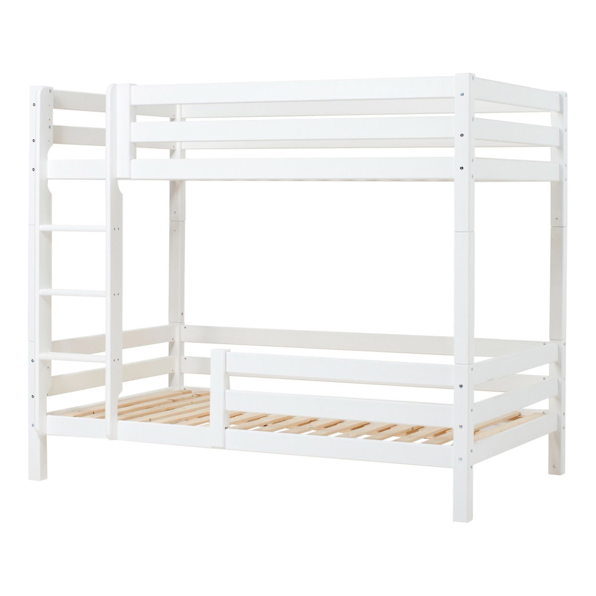 Hoppekids ECO Luxury Hohes Etagenbett in 120x200cm mit Rausfallschutz und gerader Leiter Weiß