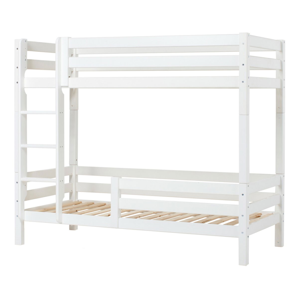 Hoppekids ECO Luxury Hohes Etagenbett in 90x200cm mit Rausfallschutz und gerader Leiter Weiß