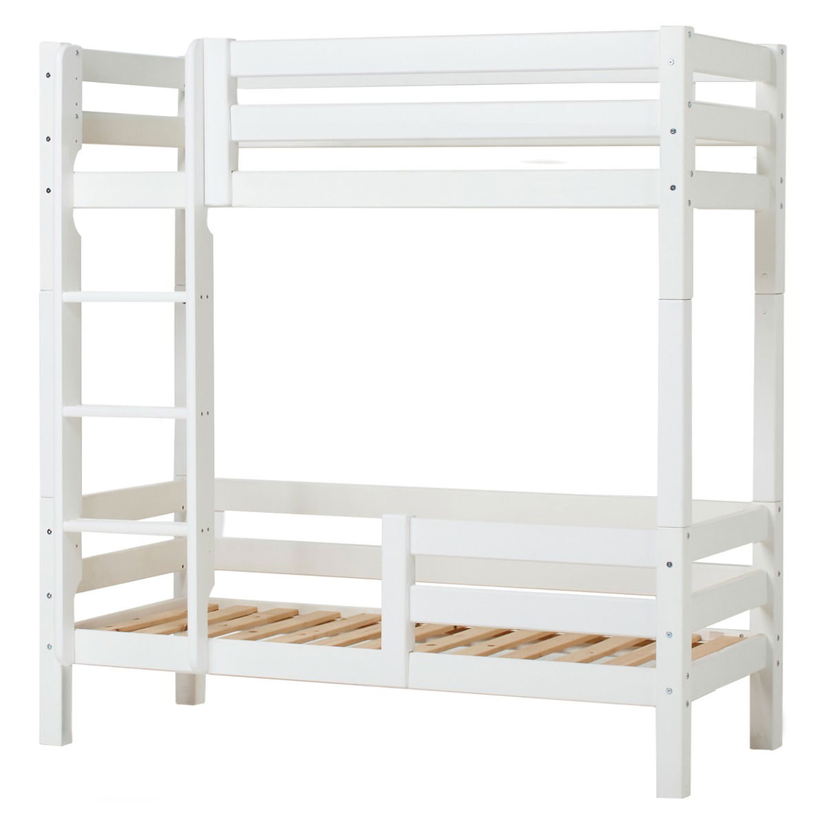 Hoppekids ECO Luxury Hohes Etagenbett in 70x160 cm mit Rausfallschutz und gerader Leiter Weiß
