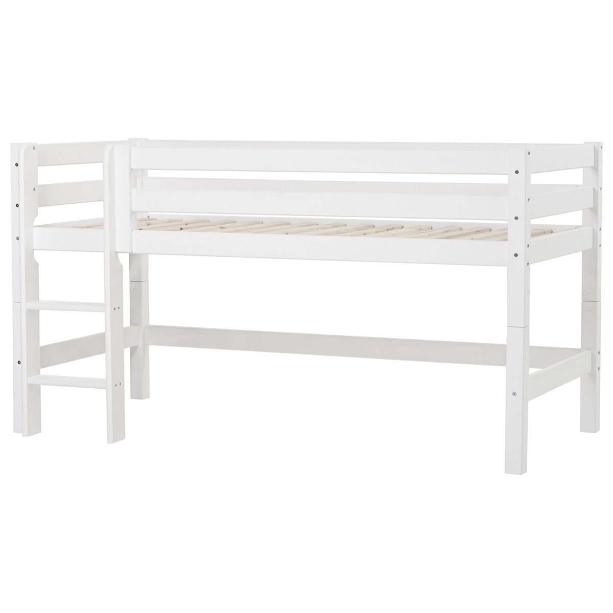 Hoppekids Halbhohes Bett ECO Luxury  90x200 cm mit gerader Leiter & Absturzsicherung