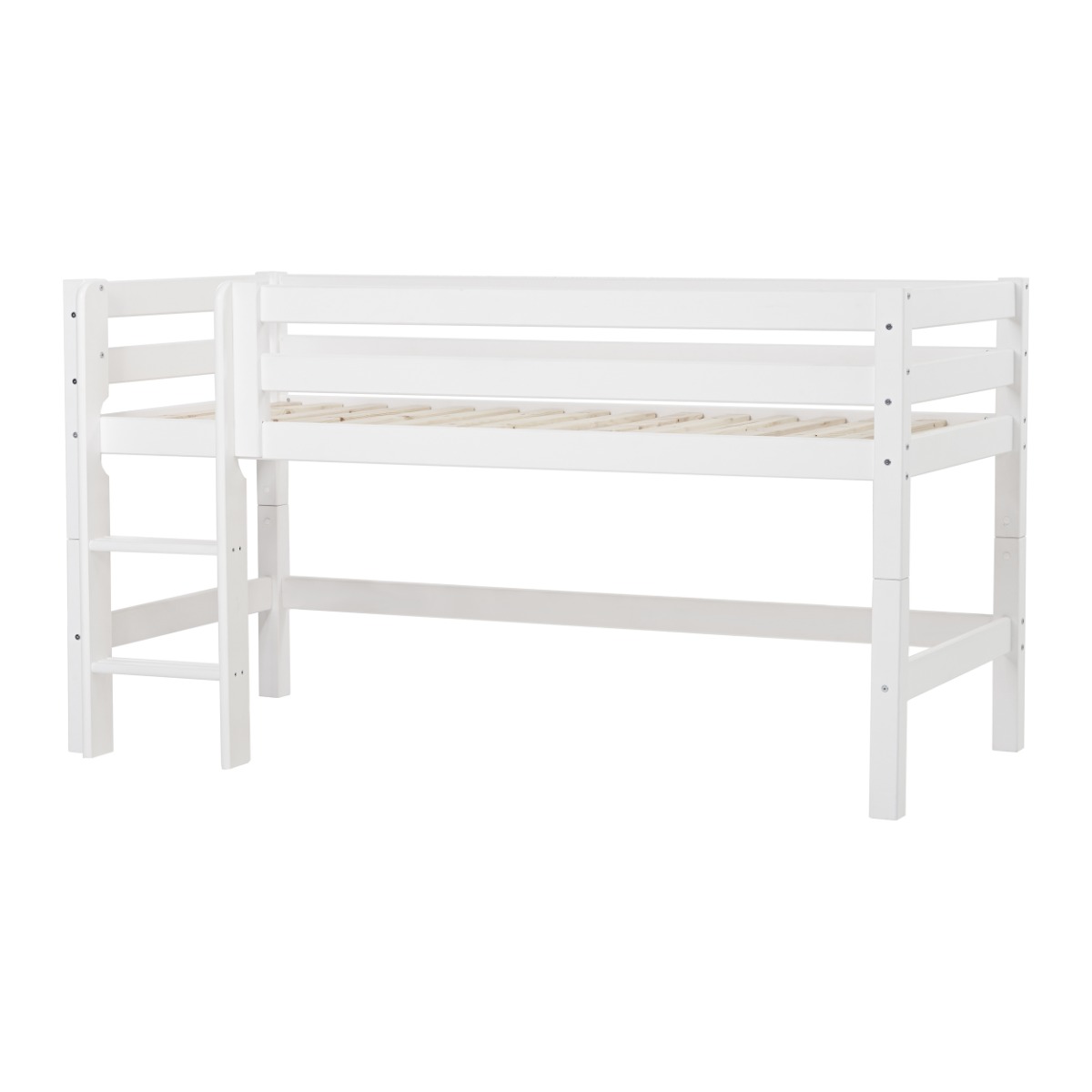 Hoppekids ECO Luxury halbhohes Bett 90x200cm Flexibler Lattenrost Weiß