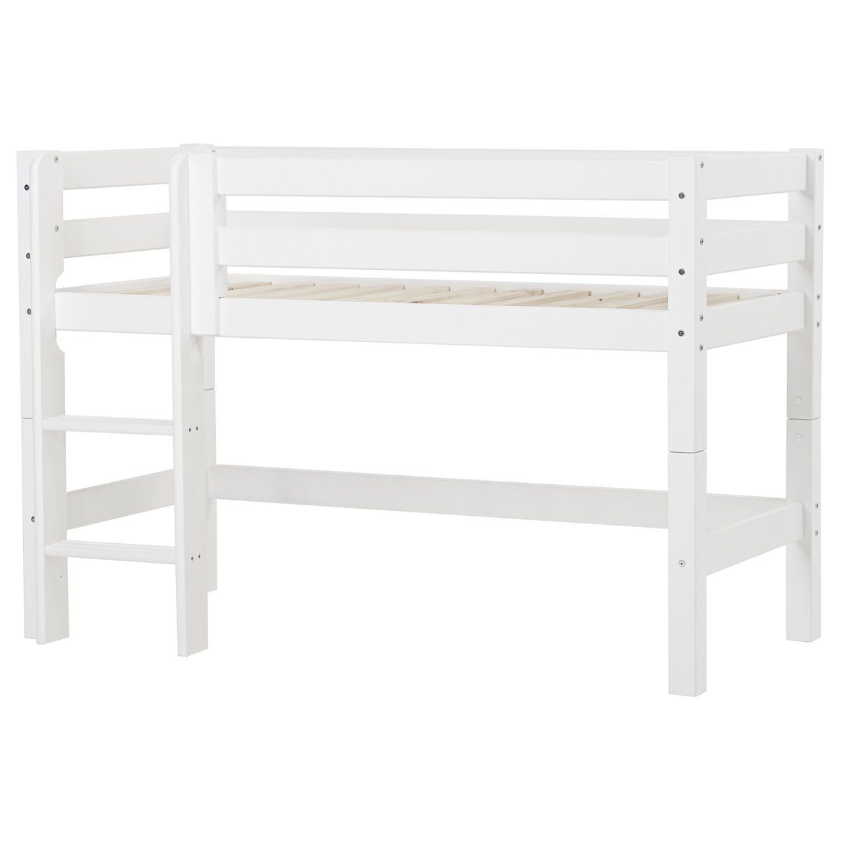 Hoppekids Halbhohes Bett ECO Luxury  70x160 cm mit gerader Leiter & Absturzsicherung
