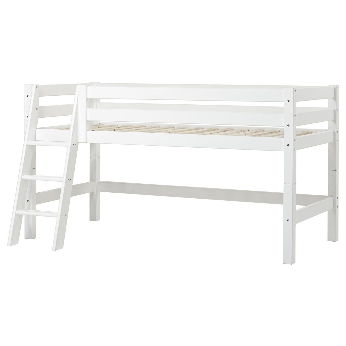 Hoppekids Halbhohes Bett ECO Luxury  90x200 cm mit schräger Leiter & Absturzsicherung