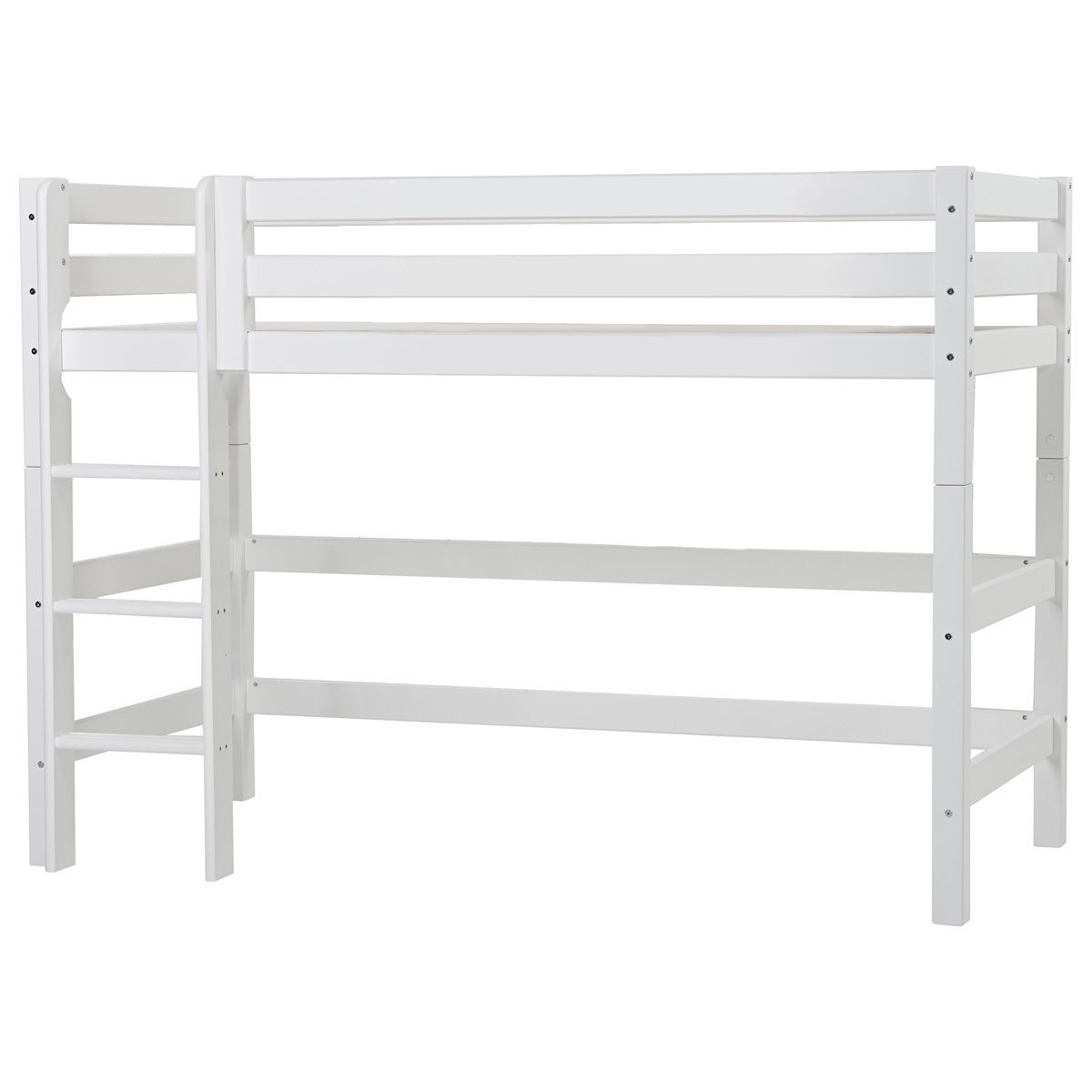 Hoppekids Mittelhohes Bett ECO Luxury  90x200 cm mit gerader Leiter & Absturzsicherung