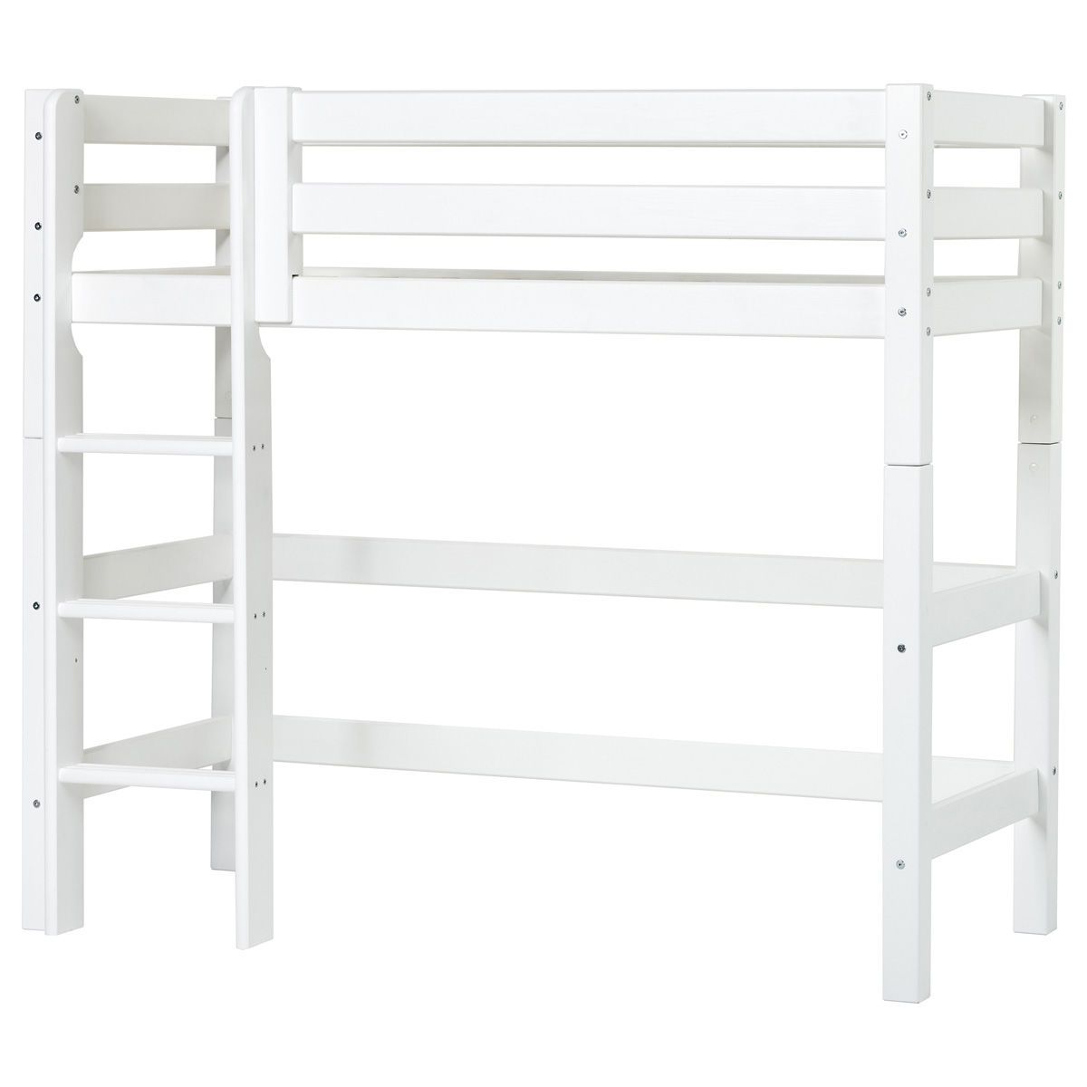 Hoppekids Mittelhohes Bett ECO Luxury  70x160 cm mit gerader Leiter & Absturzsicherung
