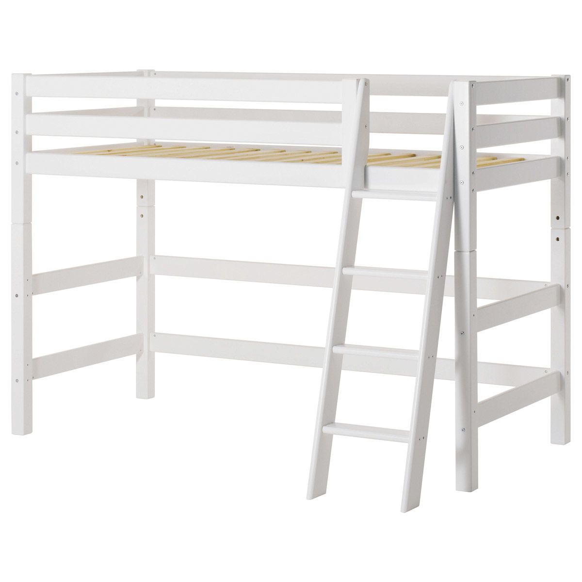 Hoppekids Mittelhohes Bett ECO Luxury  90x200 cm mit schräger Leiter & Absturzsicherung