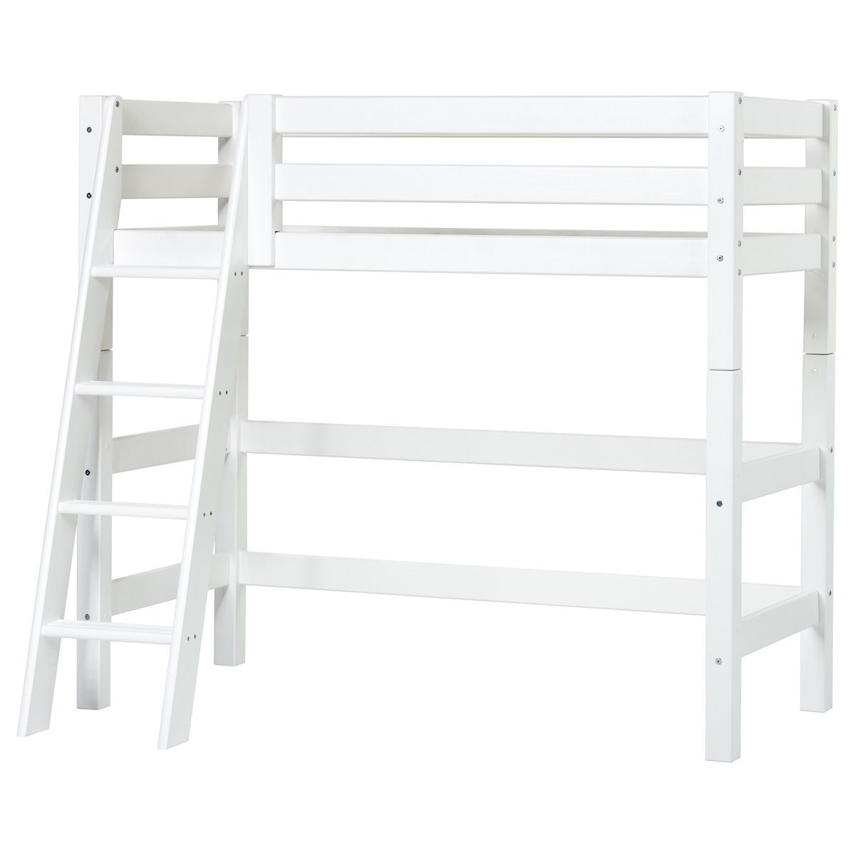 Hoppekids Mittelhohes Bett ECO Luxury  70x160 cm mit schräger Leiter & Absturzsicherung