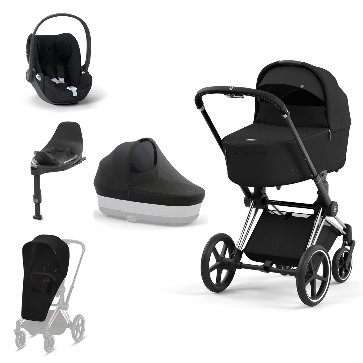 CYBEX PRIAM Kinderwagen Sepia Black Bundle Plus New Generation inkl. Zubehörartikel