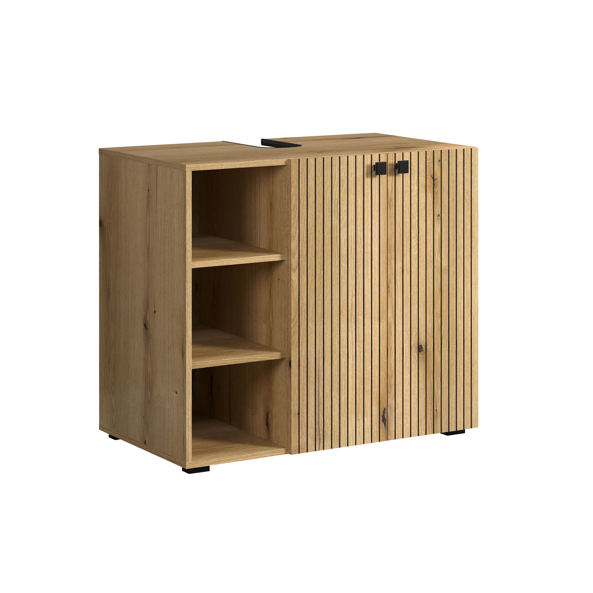 trendteam Pure Bliss Waschbeckenunterschrank 2-türig mit offenen Fächern Evoke Eiche