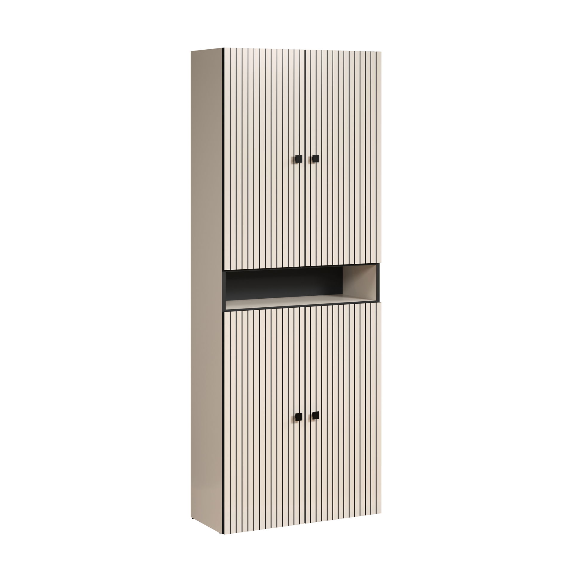 trendteam Pure Bliss Hochschrank breit mit offenem Fach Kashmir Hellgrau