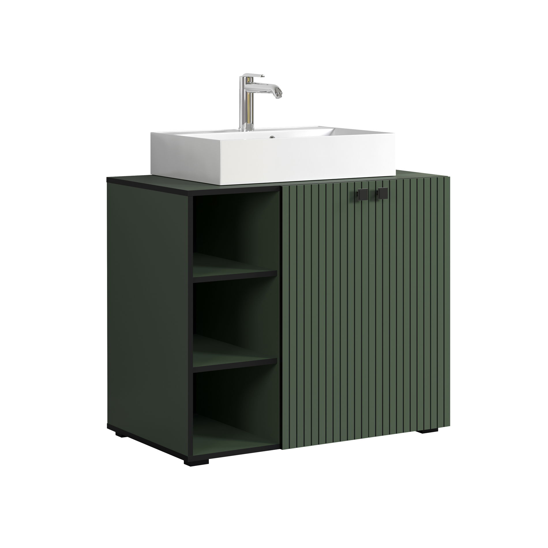 trendteam Pure Bliss Waschbeckenunterschrank mit Aufsatzwaschbecken Grün