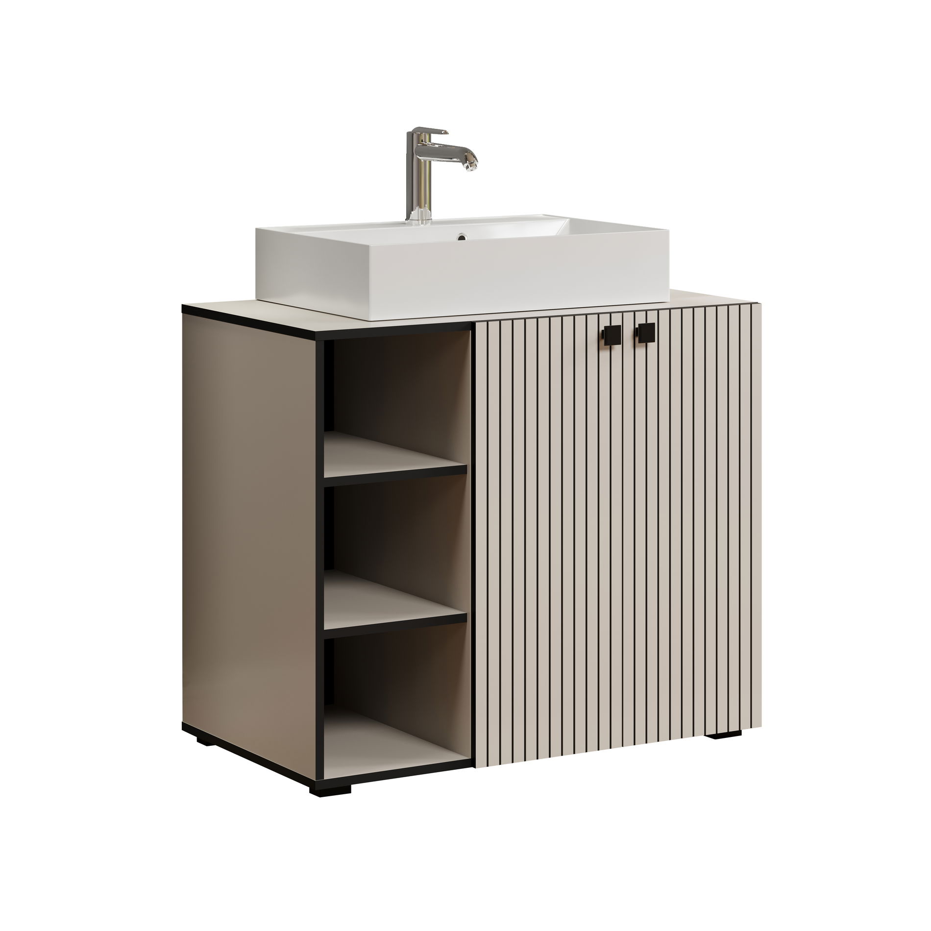 trendteam Pure Bliss Waschbeckenunterschrank mit Aufsatzwaschbecken Kashmir