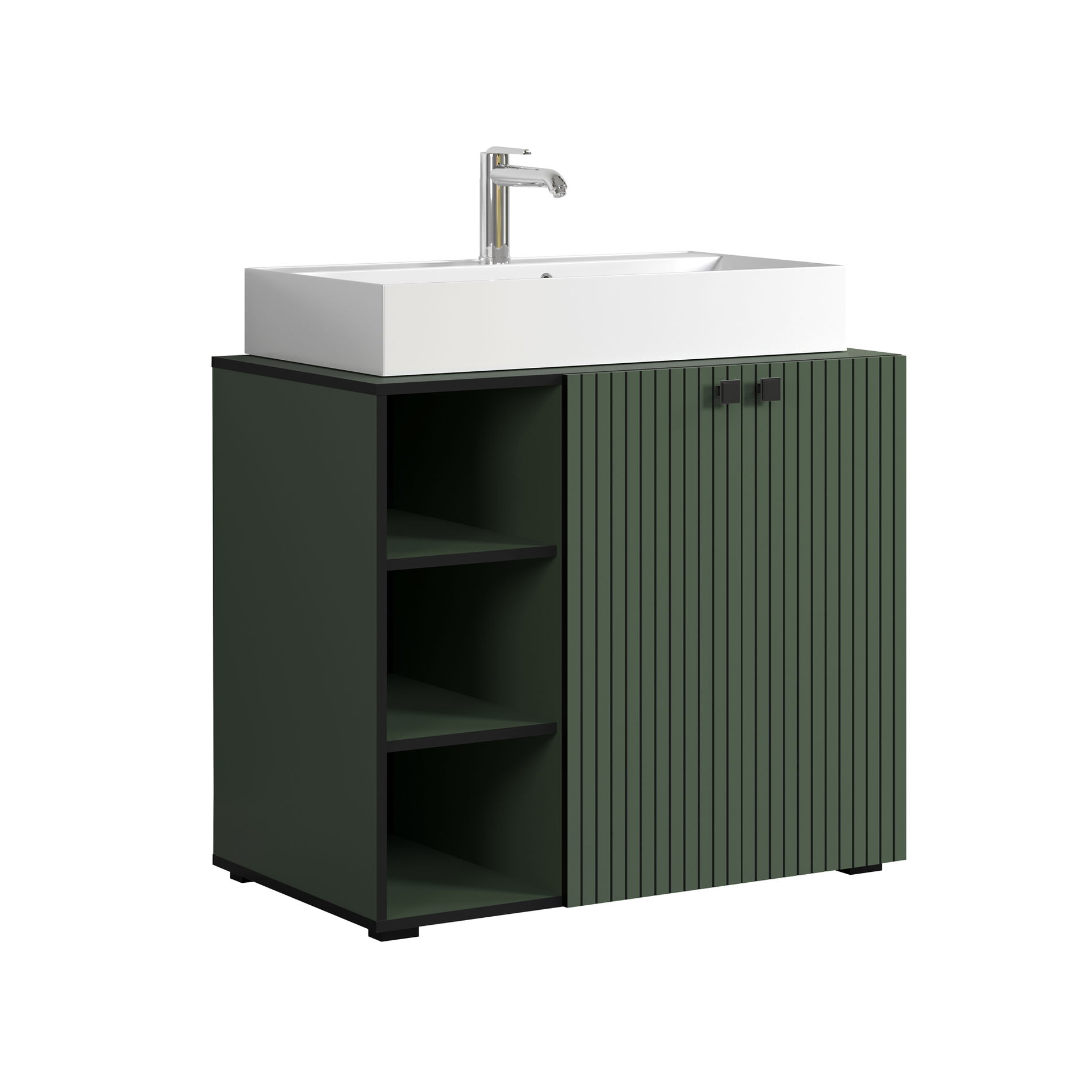 trendteam Pure Bliss Waschbeckenunterschrank mit Aufsatzwaschbecken Grün