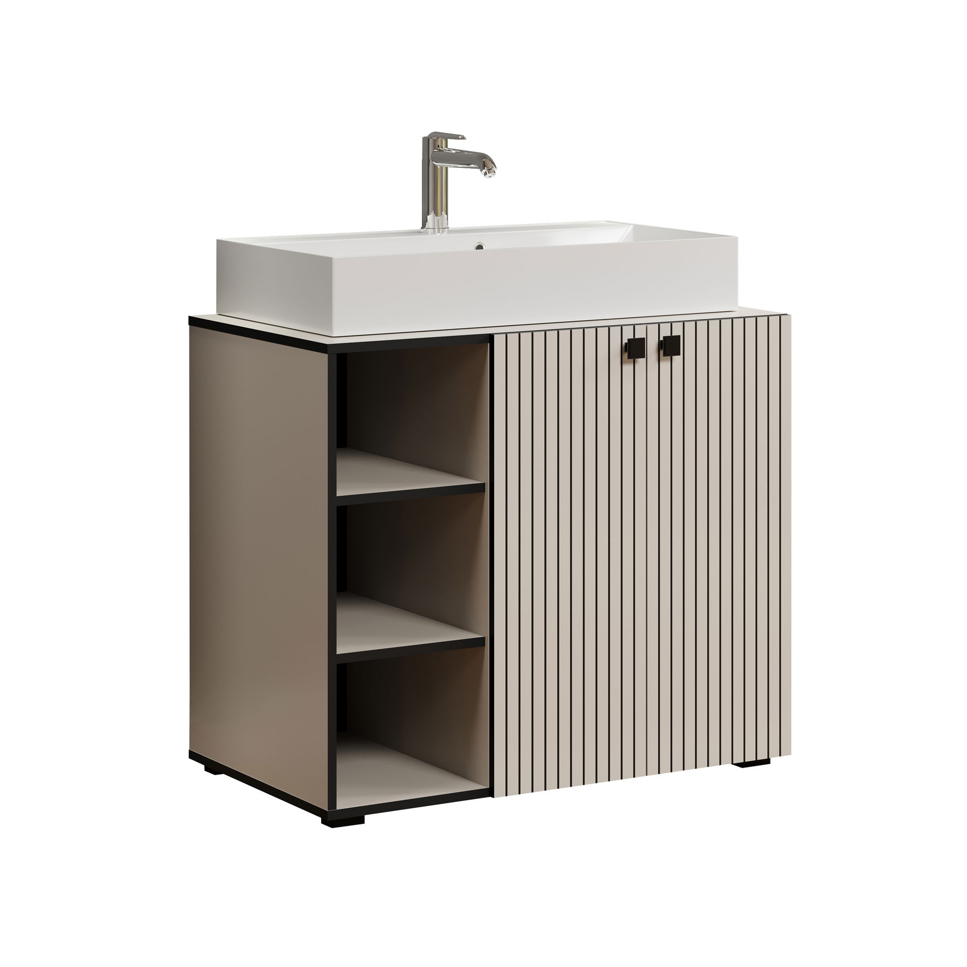 trendteam Pure Bliss Waschbeckenunterschrank mit Aufsatzwaschbecken Kashmir