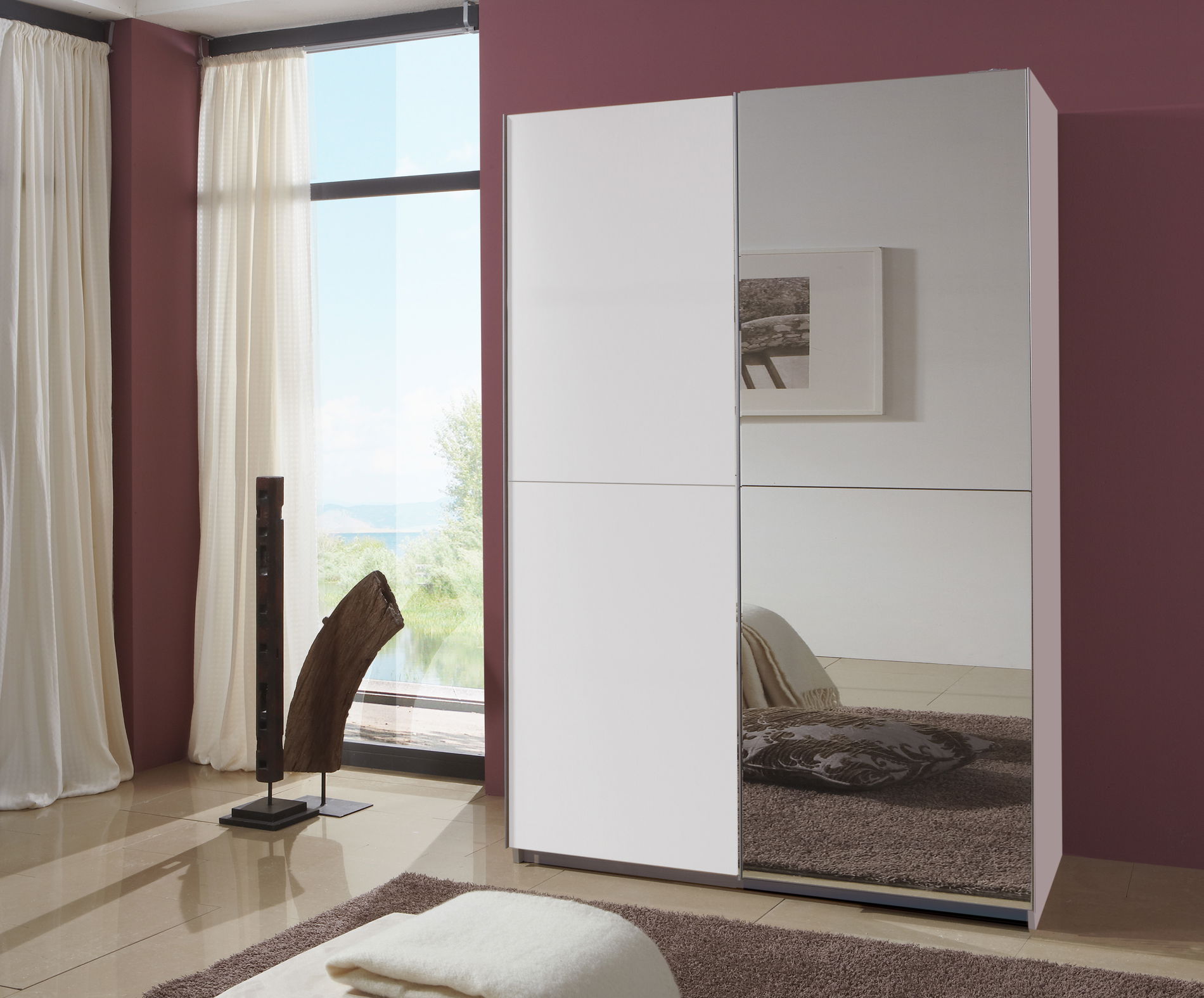 Wimex Queen Kleiderschrank 135 cm 1 Spiegel Weiß