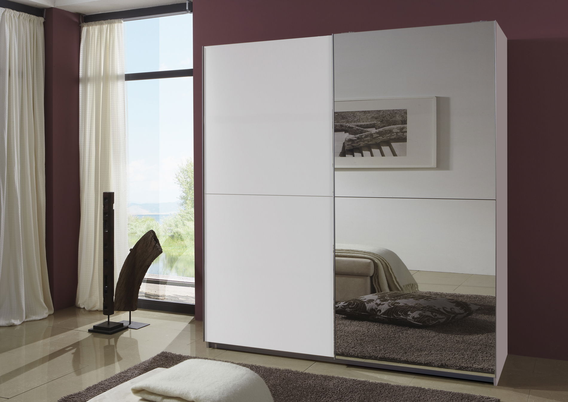 Wimex Queen Kleiderschrank 179 cm 1 Spiegel Weiß