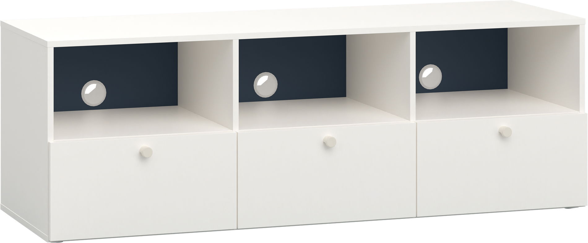 Vox RELI - Schrank RTV breit mit Griff / Alabasterweiß, Indigo