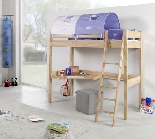 Relita RENATE Hochbett Buche massiv natur inklusive Schreibtisch