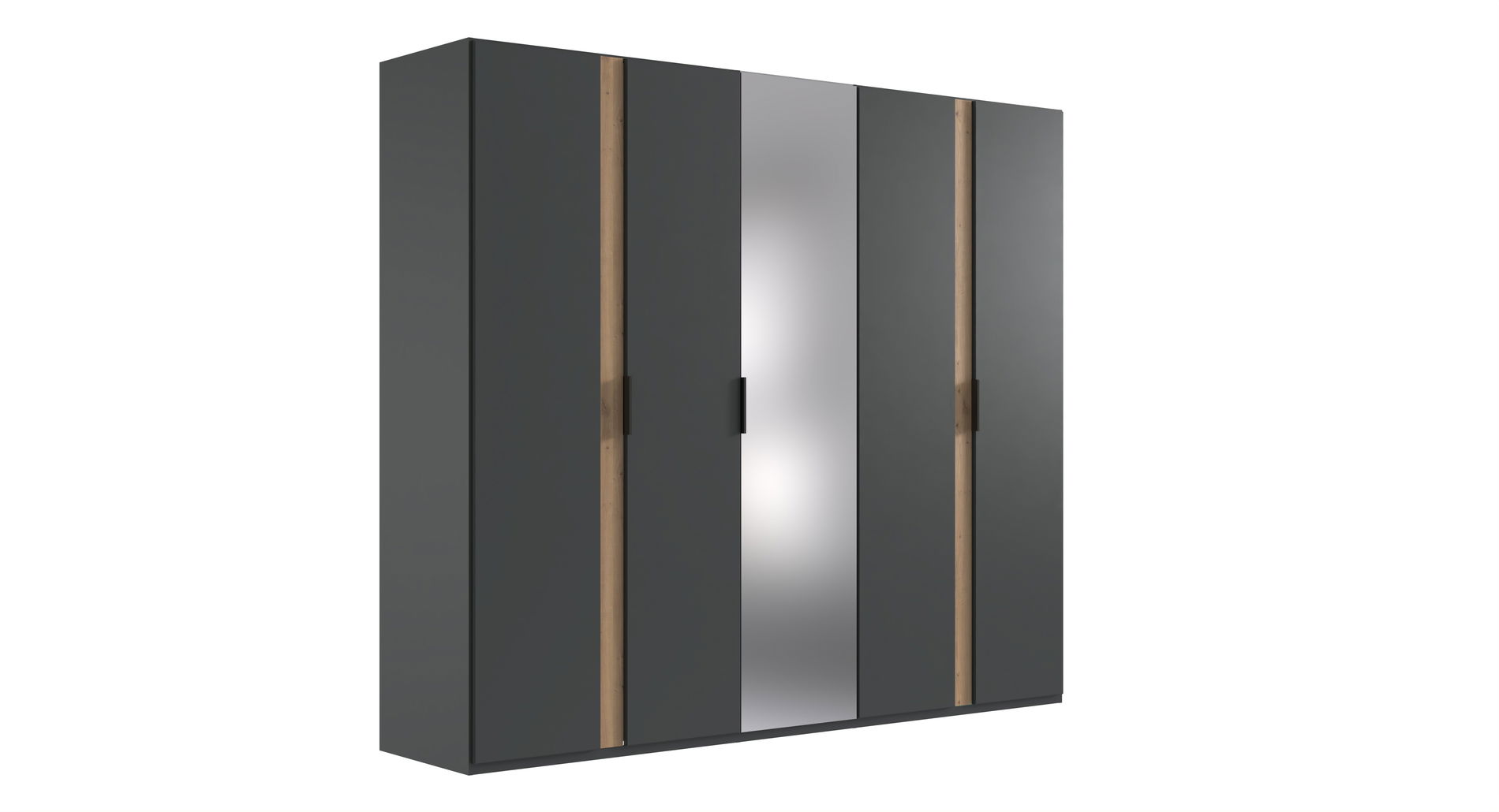 Wimex Rimini Drehtürenschrank 250CM & Spiegel Graphit / Artisan Eiche Nachbildung