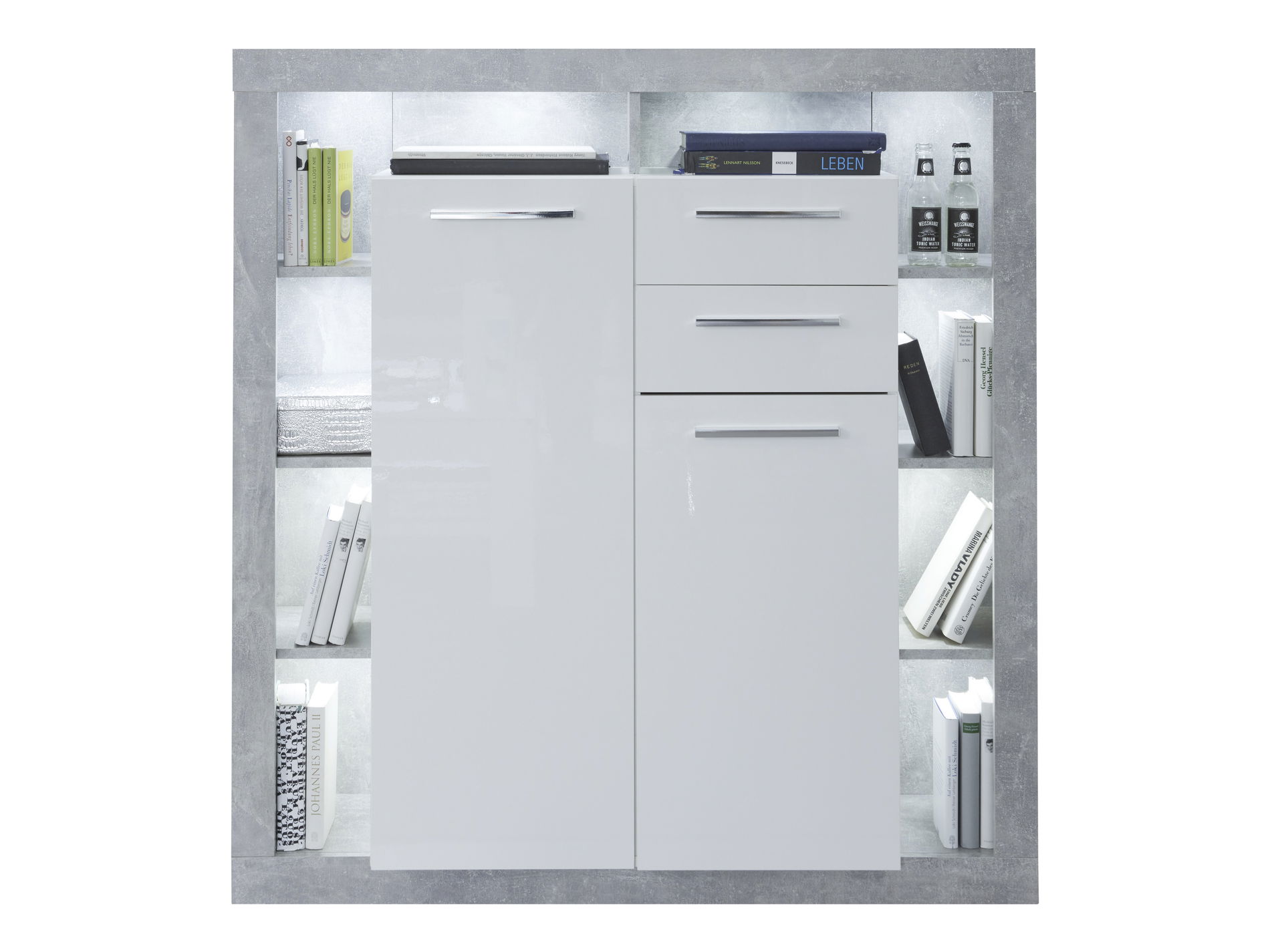 trendteam Highboard Rock steinfarben und weiß