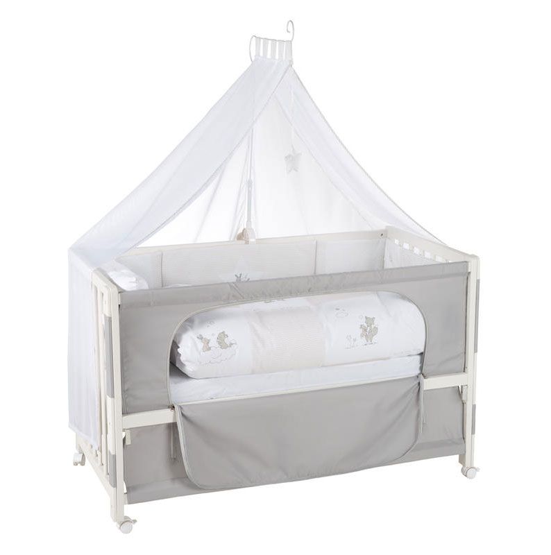 Roba Room Bed Fox & Bunny inkl. Nestchen, Matratze, Bettwäsche, Himmel