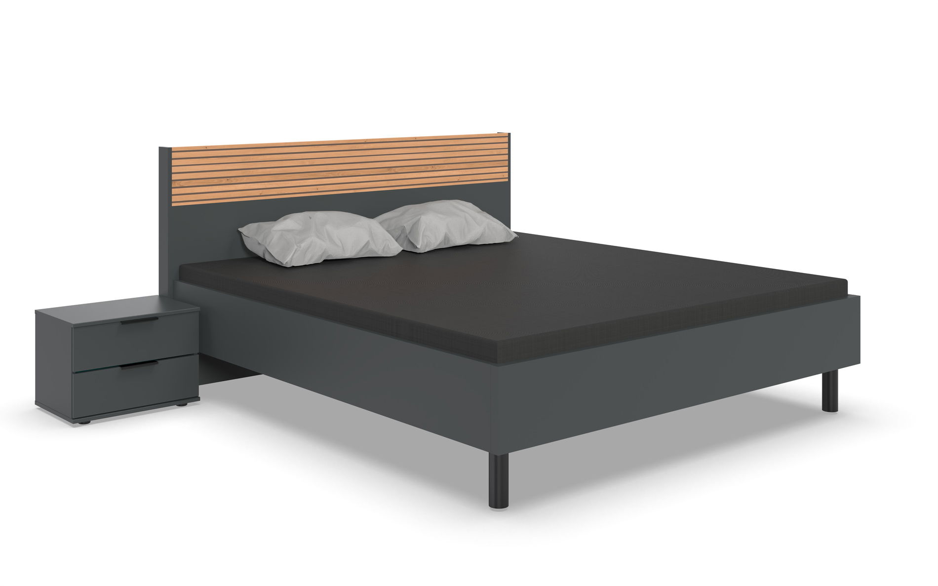 Wimex Rotterdam Futonbett 180 x 200 cm inkl. Nachtschränke Grafit/Artisan-Eiche-Nachbildung