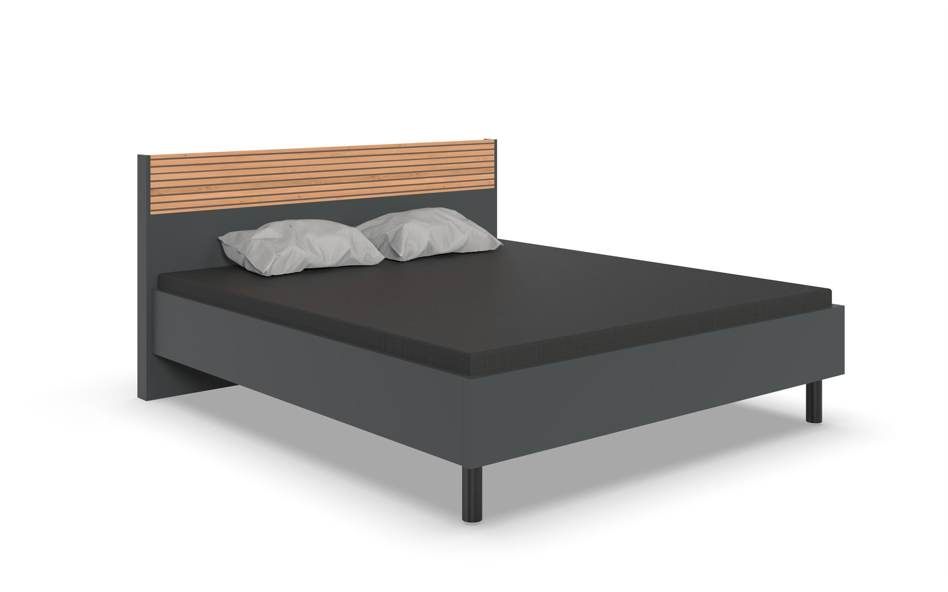 Wimex Rotterdam Futonbett 160 x 200 cm Grafit/Artisan-Eiche-Nachbildung