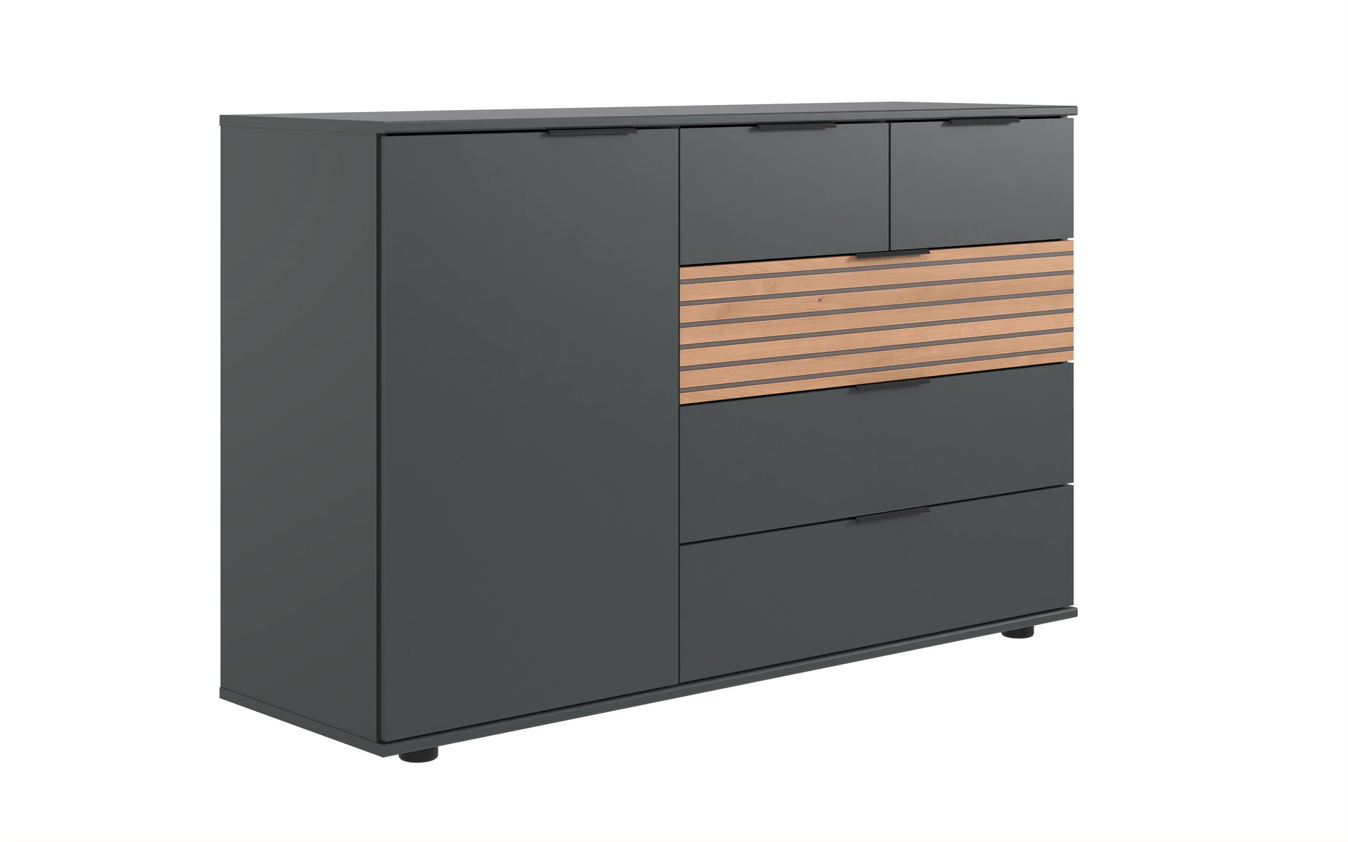Wimex Rotterdam Kombikommode 1T 5S Grafit/Artisan-Eiche-Nachbildung